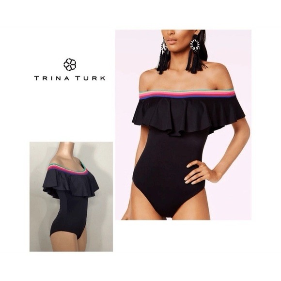 Trina Turk Other - Trina Turk Swimsuit Womens 8 Off Shoulder Ruffle One Piece Vacation Beach Resort